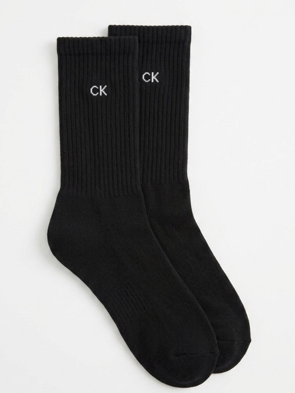 Calvin Klein Black Crew Socks Unisex CK Logo Soft Cotton Blend OSFM